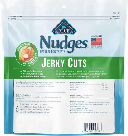 Blue Buffalo Nudges Jerky Bites Dog Treats, Made In The Usa With Natural Ingredients, Bite-Sized Pieces, Chicken, 16-Oz. Bag