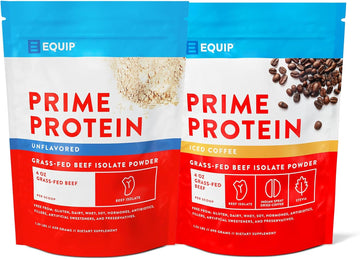 Equip Foods Prime Protein Powder Unflavored & Prime Protein Powder Iced Coffee