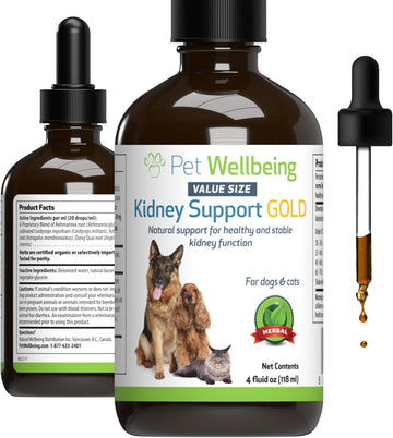 Pet Wellbeing Kidney Support Gold For Dogs & Cats - Supports Healthy Kidney Function - Veterinarian-Formulated Herbal Supplement 4 Oz (118 Ml)