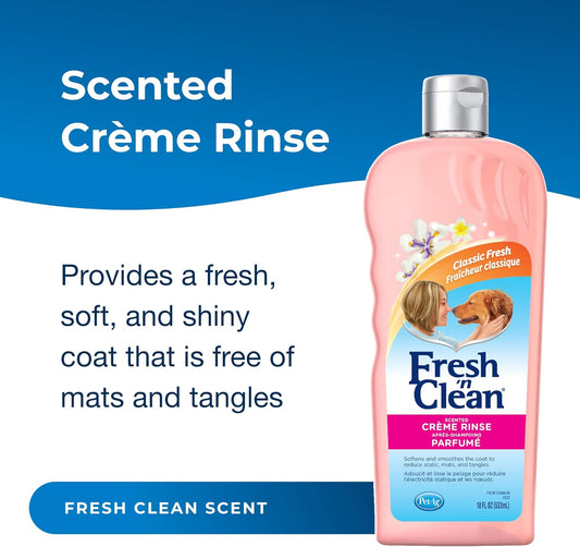 Pet-Ag Fresh ’n Clean Scented Creme Rinse Conditioner, Classic Fresh Scent - 18 oz - Reduces Mats and Tangles with Vitamin E & Aloe Vera - Strengthens & Repairs Coats - Soap Free
