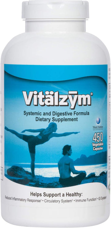 Original Proteolytic Systemic Digestive Enzyme Formula Serrapeptase Source | Immune And Joint Support Increase Blood Flow Cardio Function | Healthy Men Women (450 Capsules)