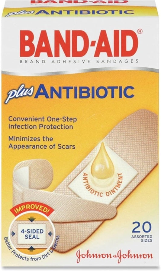 Band-Aid - 5570 Brand Bandages With Neosporin Antibiotic Ointment, Assorted Sizes, 20 Ct