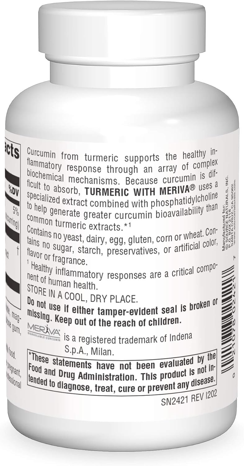 Source Naturals Turmeric with Meriva 500mg for Healthy Inammatory Response - 120 Tablets