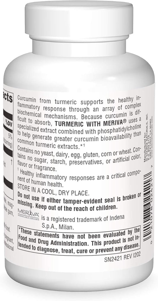 Source Naturals Turmeric with Meriva 500mg for Healthy Inammatory Response - 120 Tablets