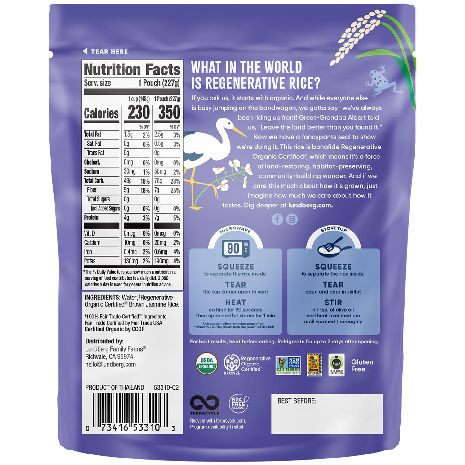 Lundberg White Jasmine Rice, Microwave Or Stovetop, 6-Pack – Fluffy & Aromatic Long-Grains Ready In 90 Seconds, Regenerative Organic Certified, 8 Oz Ea