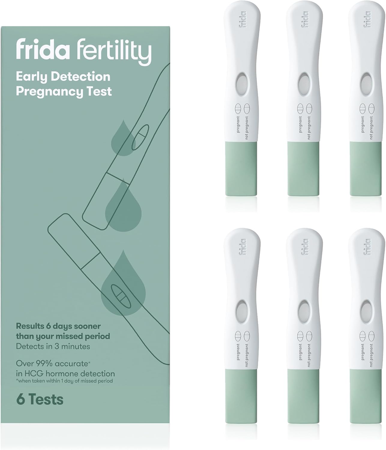 Frida Fertility Early Detection Pregnancy Tests | Easy At Home Pregnancy Tests, Over 99.9% Accurate Hcg Test Strips, Early Results, Quick + Easy To Use | 6 Pregnancy Tests