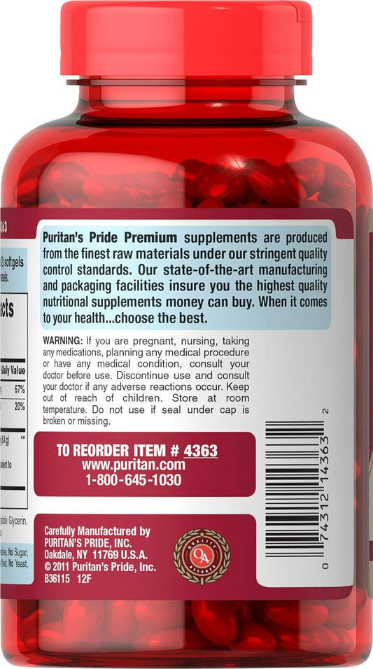 Puritan'S Pride Cranberry Fruit Concentrate With C & E 4200 Mg, 250 Count