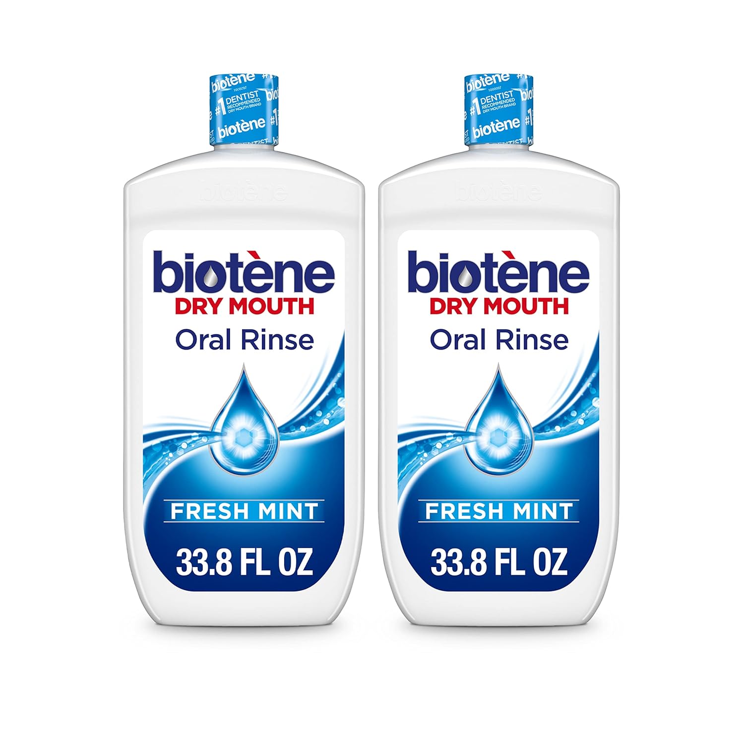 Biotène Oral Rinse Mouthwash For Dry Mouth, Breath Freshener And Dry Mouth Treatment, Fresh Mint - 33.8 Fl Oz(Pack Of 2)