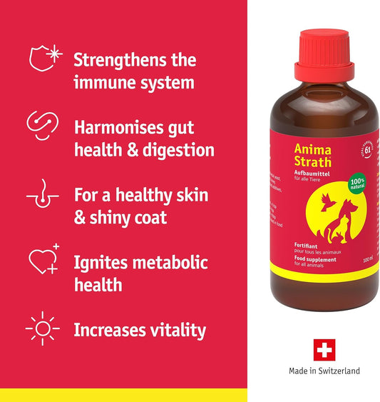 Anima-Strath Liquid - Natural Food Supplement For Dogs & Cats | Immune System & Digestive Care With 61 Vital Nutrients, Vitamins, Minerals, Amino Acids & Prebiotic Qualities | Barf Diet