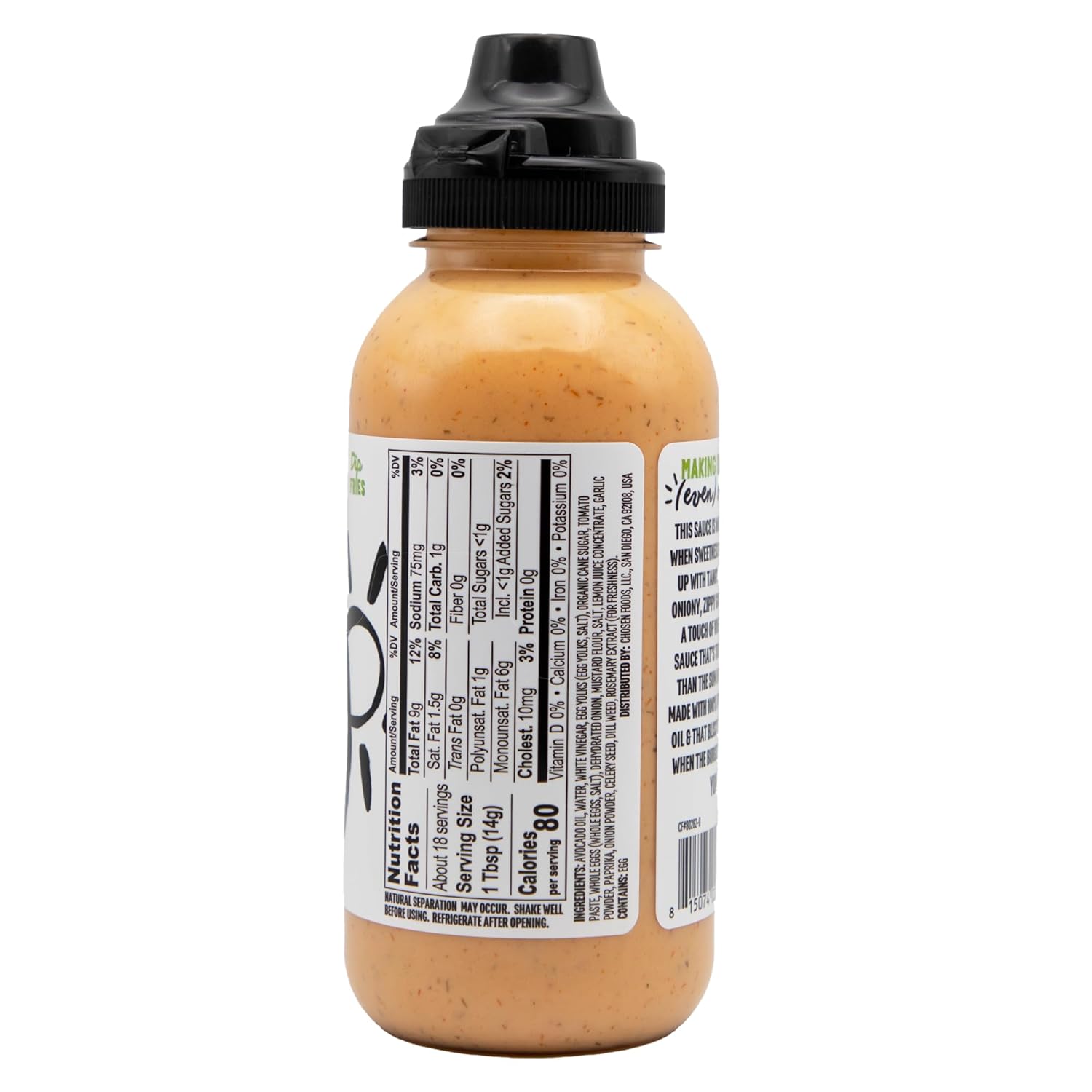 Chosen Foods Burger Sauce, for Hamburgers, Sandwiches, Nuggets, Wings, Fries, and More 9 floz : Grocery & Gourmet Food