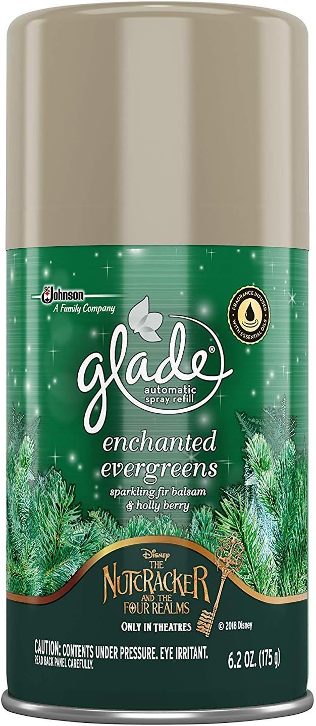 Glade Automatic Spray Bonus Holder Enchanted Evergreen Refill & 2 AA Batteries : Health & Household