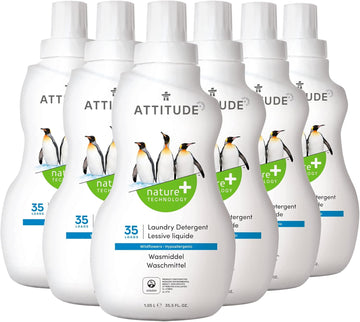 Attitude Liquid Laundry Detergent, Ewg Verified Laundry Soap, He Compatible, Vegan And Plant Based Products, Cruelty-Free, Wildflowers, 35 Loads, 35.5 Fl Oz (Pack Of 6)