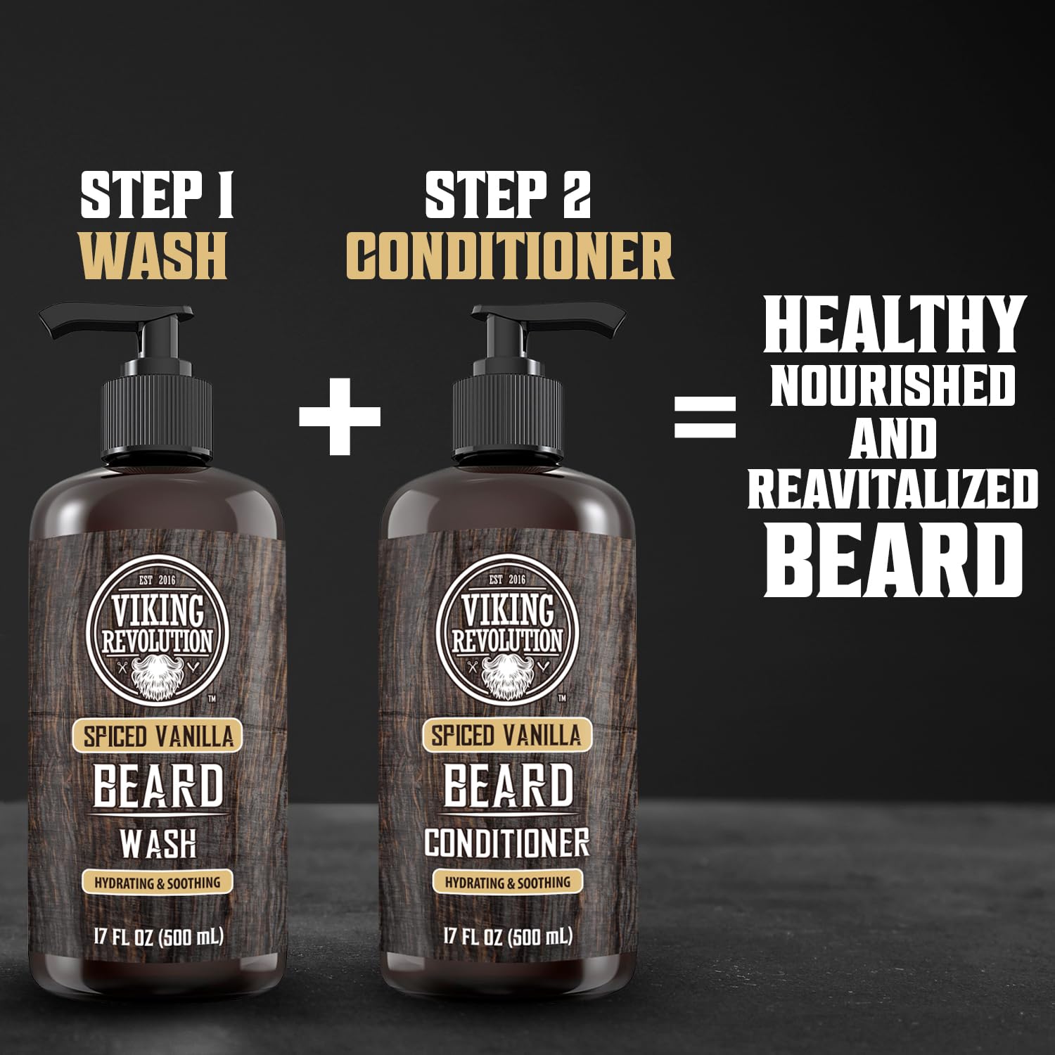 Viking Revolution Spiced Vanilla Beard Wash for Men with Argan Oil and Jojoba Oil - Beard Softener and Strengthener Beard Shampoo with Beard Oil - Beard Care to avoid Beard Dandruff and Itch (17 oz) : Beauty & Personal Care