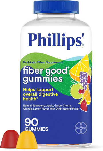 Phillips’ Fiber Good Gummies, Prebiotic Fiber Supplement With Inulin Soluble Fiber For Adults And Children, Fruit Flavored Daily Fiber Gummies, 4G Of Fiber Per Serving , 90 Count