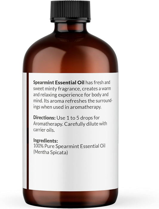 Spearmint Essential Oil, 100% Pure and Natural Therapeutic Grade, Premium Quality Spearmint Oil, 4 fl. Oz - Perfect for Aromatherapy and Relaxation