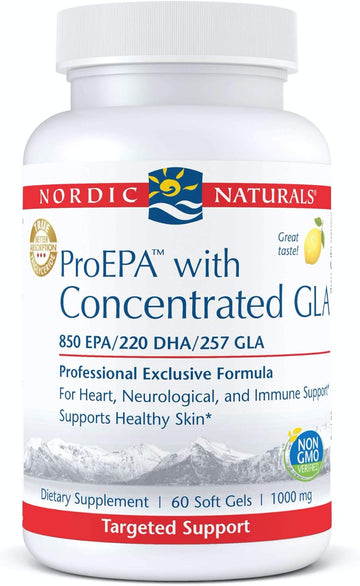 Nordic Naturals ProEPA with Concentrated GLA, Lemon - 60 Soft Gels - 1217 mg Omega-3 + 257 mg GLA - Heart, Neurological & Immune Support, Healthy Skin - Non-GMO - 30 Servings