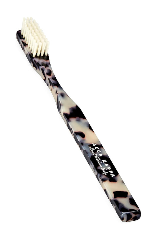 Acca Kappa Historical Black And White Toothbrush Soft Nylon Bristles Hand-Made Acetate Handle