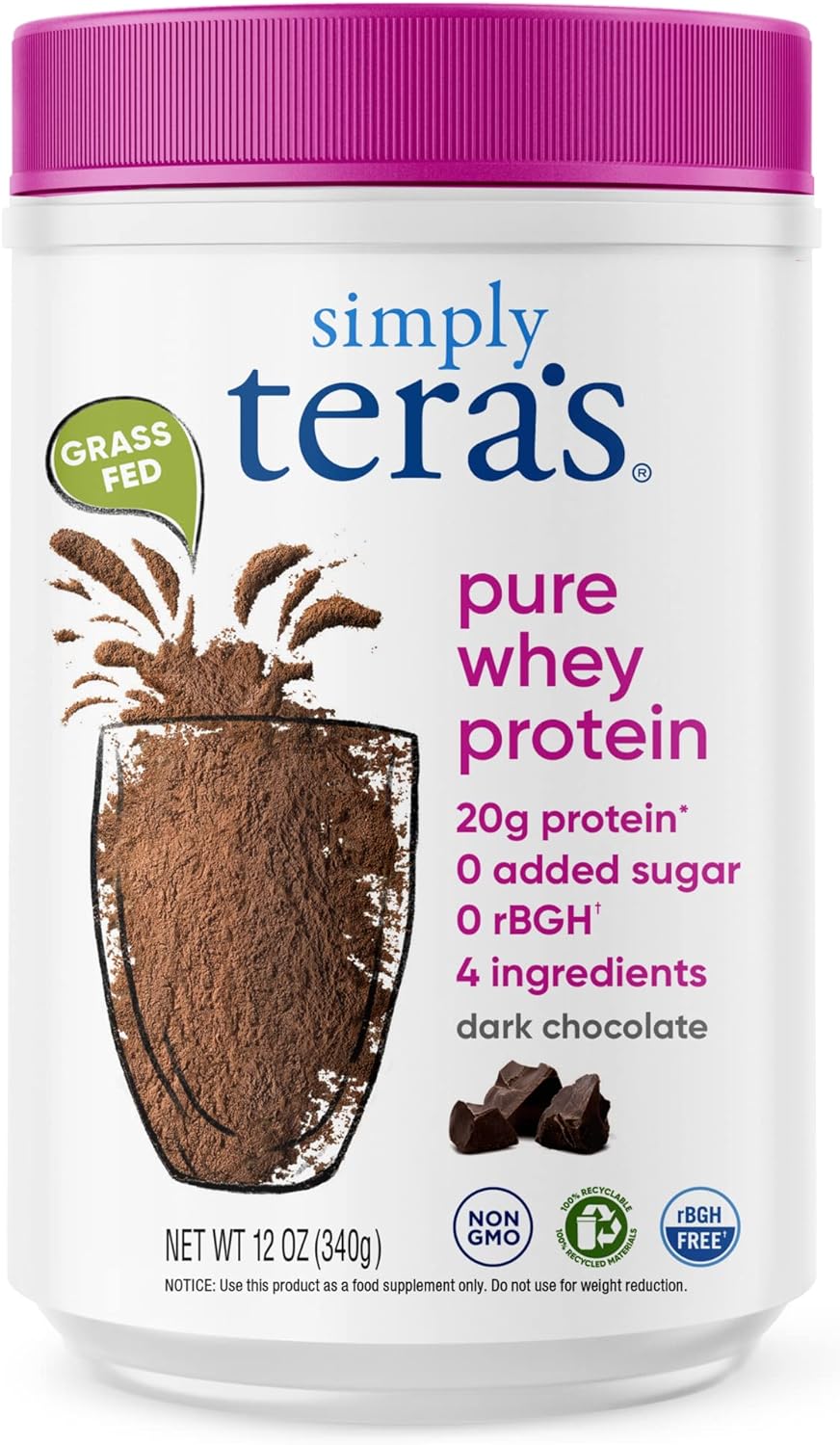 Tera's Whey Protein, Dark Chocolate, 12 oz