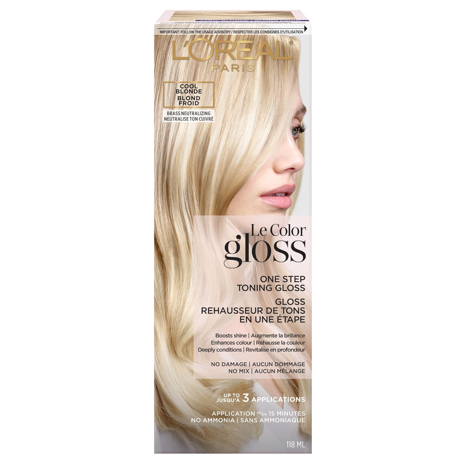 L'Oreal Paris Le Color One Step Hair Toning Gloss, Cool Blonde, 4 Ounce