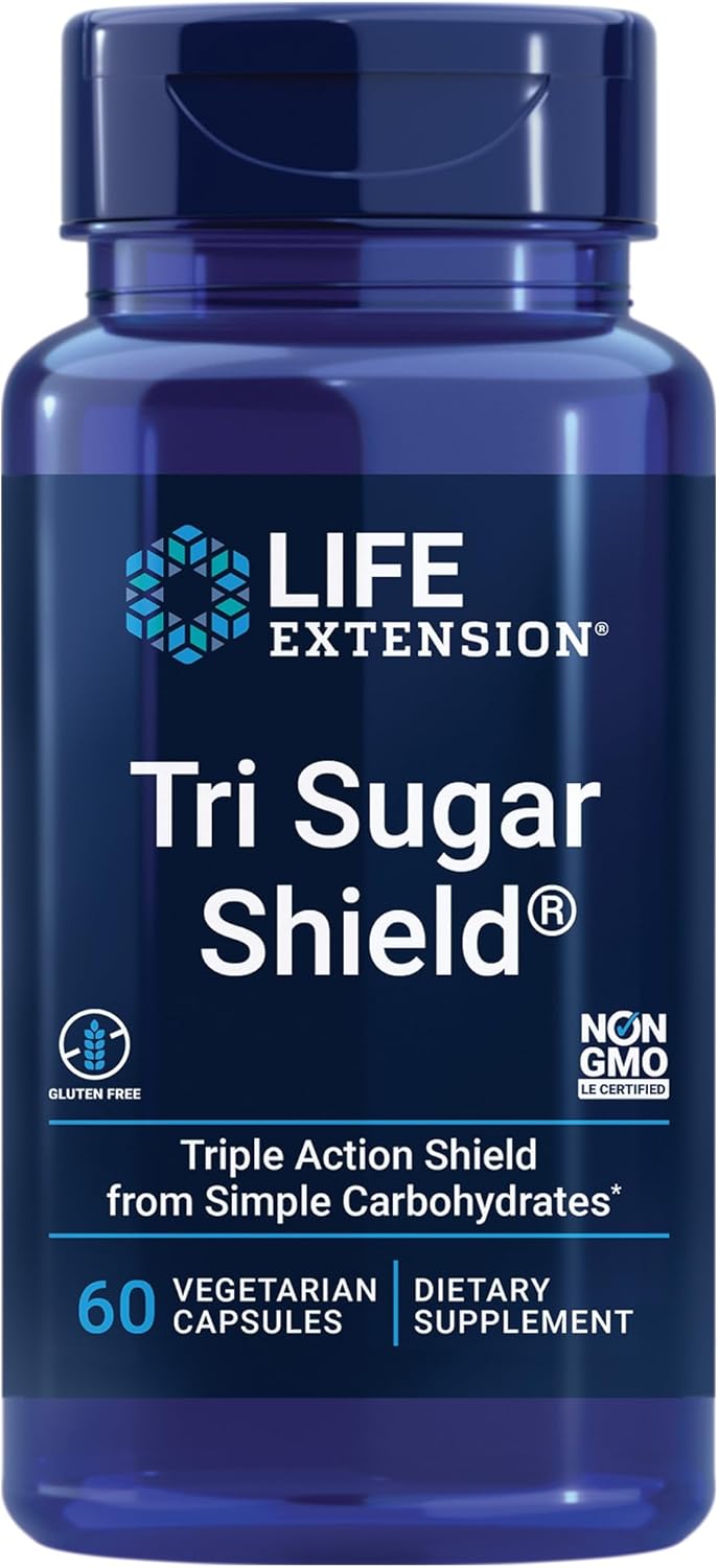 Life Extension Tri Sugar Shield - Promote Healthy Glucose Metabolism - Sorghum Bran, White Mulberry And Phloridzin Apple Extract - Gluten Free, Non-Gom, Vegetarian - 60 Capsules
