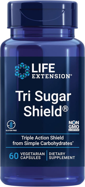 Life Extension Tri Sugar Shield - Promote Healthy Glucose Metabolism - Sorghum Bran, White Mulberry And Phloridzin Apple Extract - Gluten Free, Non-Gom, Vegetarian - 60 Capsules