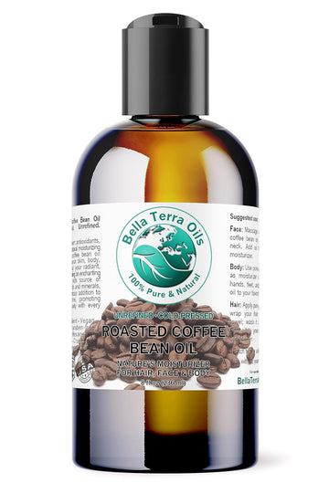 Bella Terra Oils - Roasted Coffee Bean Oil 8 oz - Celebrate the Pure Coffee Oils Essence, Packed with Vitamin E, Perfect for a Nourishing Skin Experience