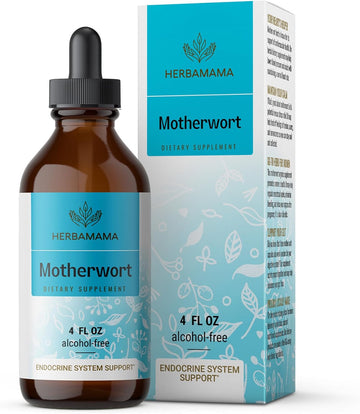 HERBAMAMA Motherwort Tincture - Organic Motherwort Herb Liquid Drops - Vegan Supplement - 4 fl oz