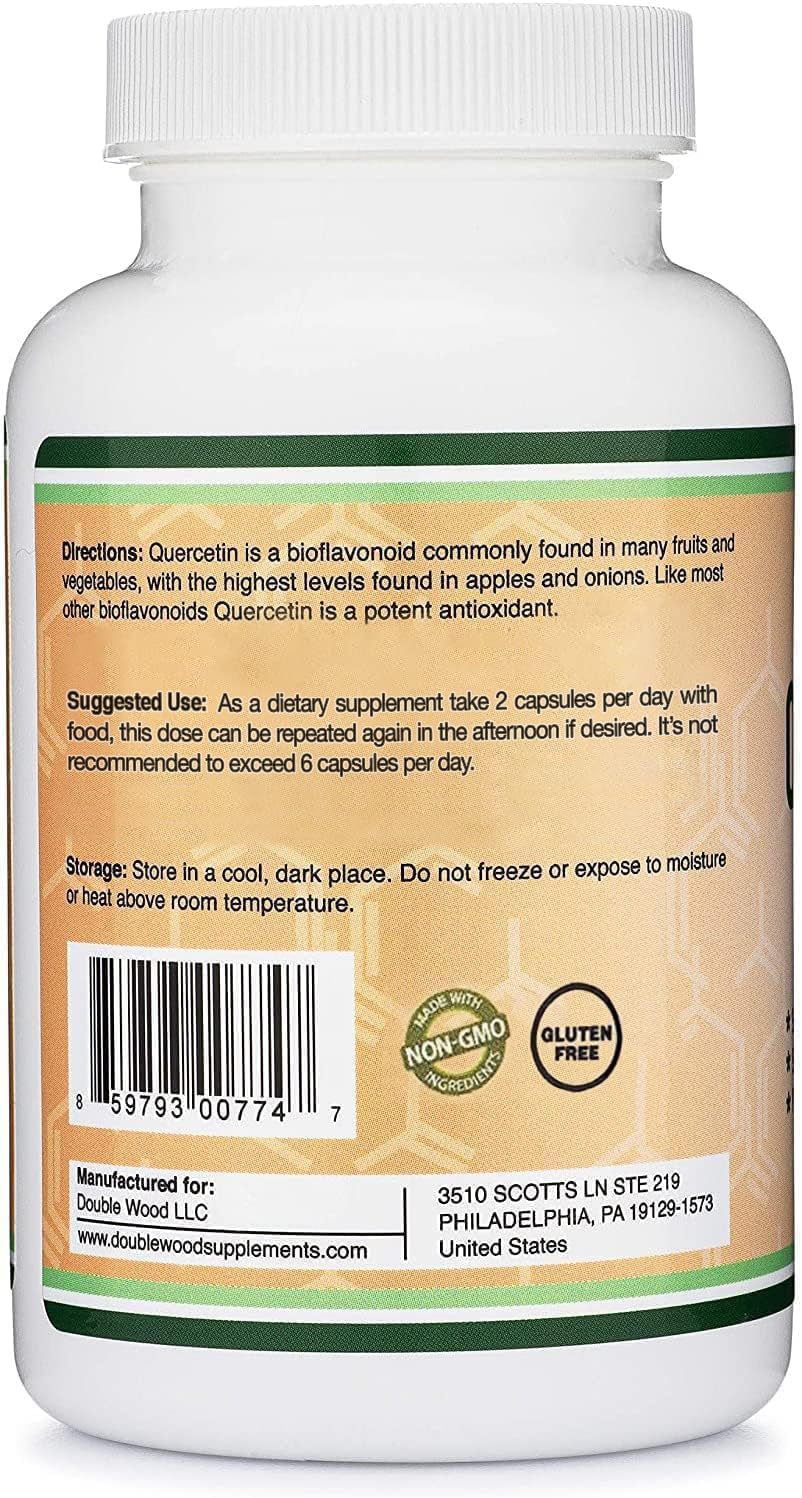 Quercetin with Bromelain - 120 Count (1,200mg Servings) Immune Health Capsules - Supports Healthy Immune Functions in Men and Women (Vegan Safe, Third Party Tested, Gluten Free) by Double Wood : Health & Household