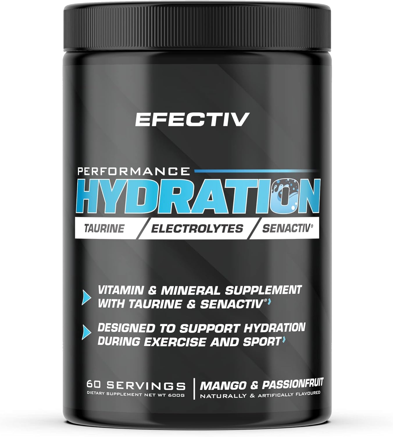 EFECTIV Performance Hydration - Electrolytes Powder 600g - Mango & Passionfruit - Premium Electrolyte Supplement with Added Senactiv & Taurine - Made in The UK - Vegan (60 Servings) : Amazon.co.uk: Grocery
