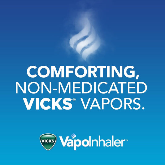 Vicks Vapoinhaler, On-The-Go Portable Nasal Inhaler, Non-Medicated, With Refreshing Vicks Vapors, Menthol Scent , 2 Scented Sticks