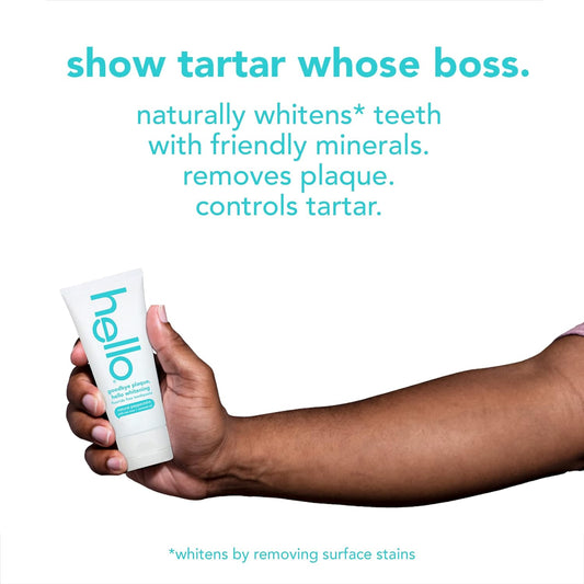 Hello Goodbye Plaque Plus Whitening Fluoride-Free Toothpaste, Natural Peppermint Flavour, Peroxide Free, 82 Ml