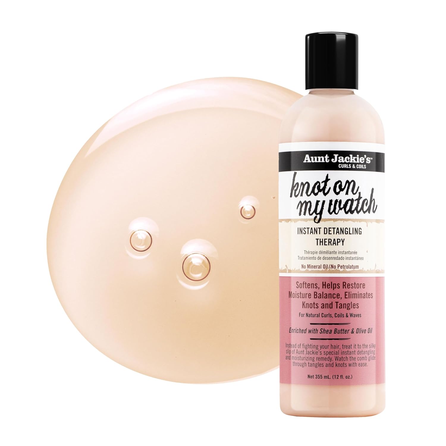 Aunt Jackie'S Curls And Coils Knot On My Watch, Large 24Oz Family Sized Pump, Instant Hair Detangling Therapy For Natural Curls, Coils And Waves, Pink… : Beauty & Personal Care