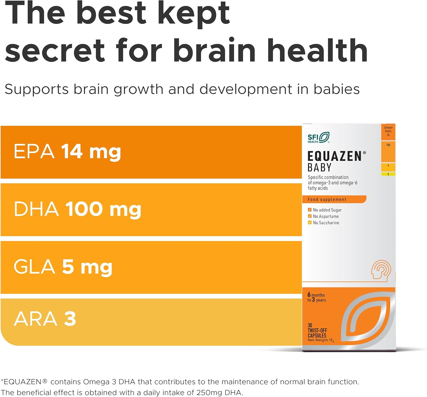 EQUAZEN Baby Capsules | Omega 3 & 6 Supplement | Supports Brain Function | Blend of DHA, EPA & GLA | Add to Food/Drink | for Babies from 6 Months to 3 Years | 30 Capsules : Amazon.co.uk: Health & Personal Care