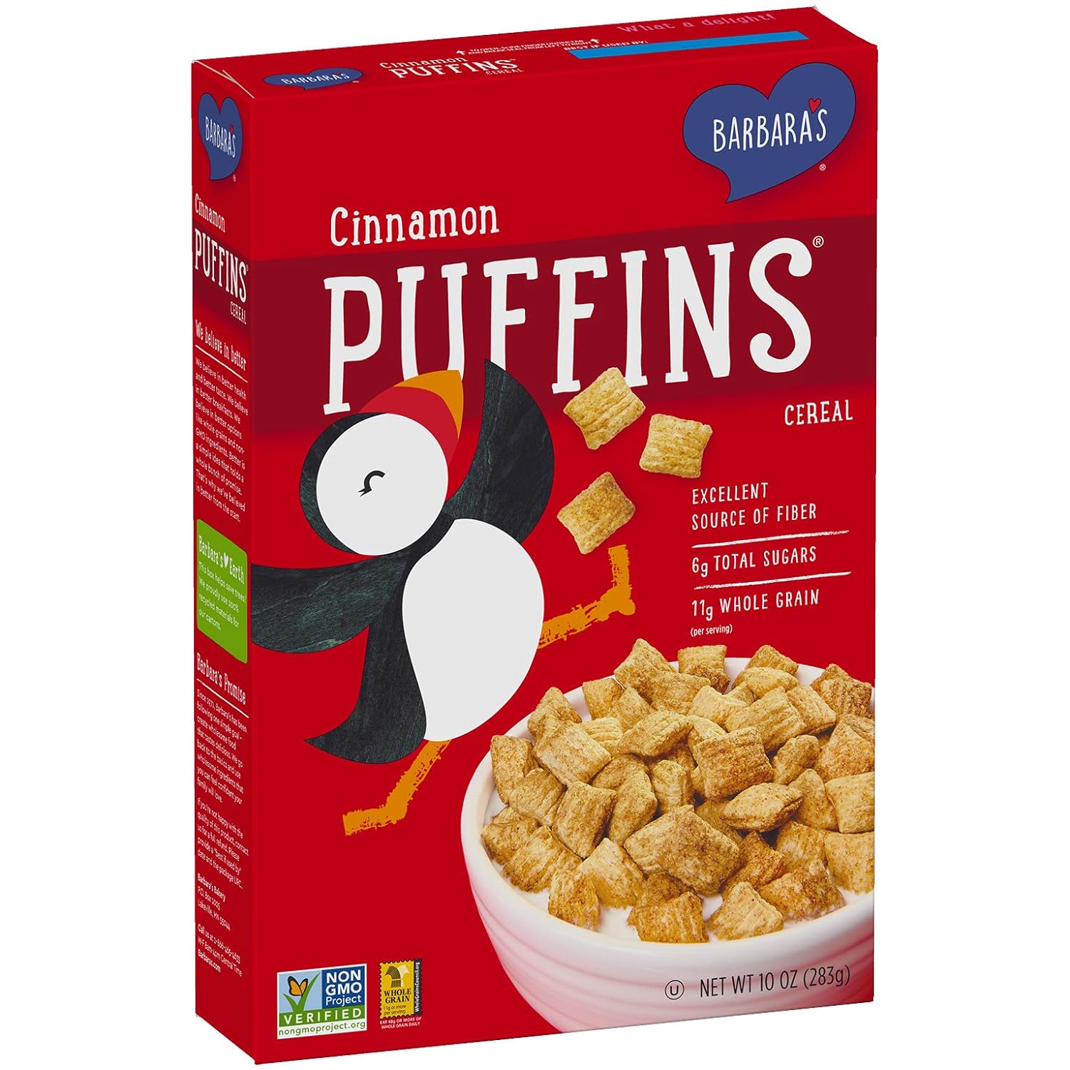Barbara's Puffins Cinnamon Cereal, Non-GMO, Vegan, 10 Oz Box (Pack of 12): Cold Breakfast Cereals