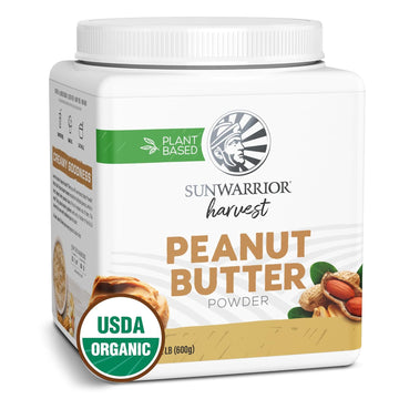 Peanut Butter Powder | All Natural Peanut Butter Powder Reduced Fat No Sugar Added Low Calories Low Fat Non Gmo Soy Free Gluten Free Peanut Flour | 600G Tub (50 Servings) Organic Harvest By Sunwarrior