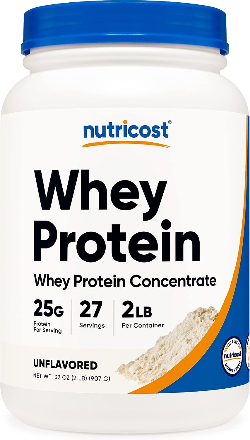 Nutricost Whey Protein Concentrate (Unflavored) 2LBS - Gluten Free & N