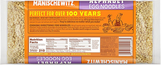 Manischewitz Barley Shaped Enriched Egg Noodles, 12 OZ (Pack of 3) Makes a Great Homestyle Farfel, No Preservatives, Low Sodium : Grocery & Gourmet Food
