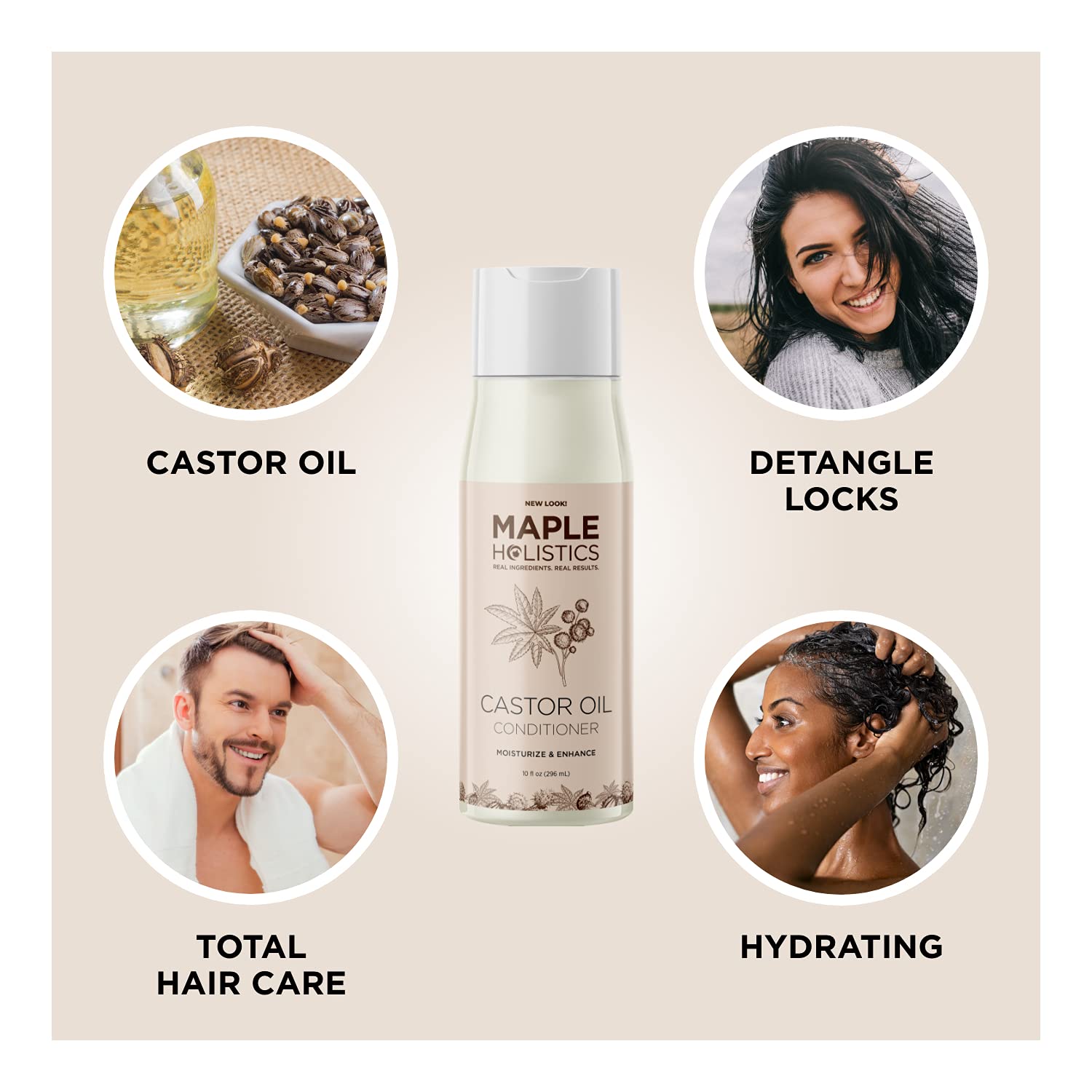 Maple Holistics - Conditioner for Hair Growth, Deep Conditioning, Volumizing, Jamaican Style, Castor Oil, Unscented, 10 Fluid Ounces : Beauty & Personal Care
