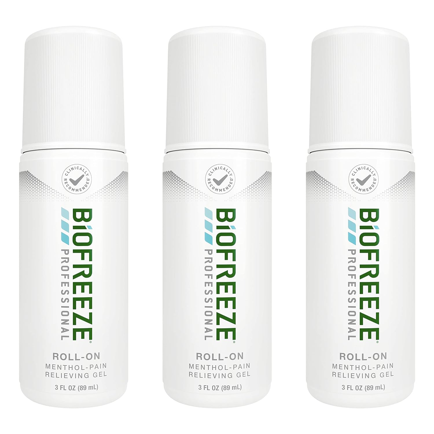 Biofreeze Professional Strength Pain Relief Roll-On, Knee & Lower Back Pain Relief, Sore Muscle Relief, Neck Pain Relief, Shoulder Pain Relief, 3 Pack (3 FL OZ Biofreeze Menthol Roll-On)