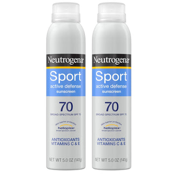 Neutrogena Sport Active Defense Spf 70 Sunscreen Spray, Sweat & Water Resistant Spray Sunscreen With Broad Spectrum Protection For Sunburn Prevention, Oxybenzone-Free, Twin Pack, 2 X 5 Oz