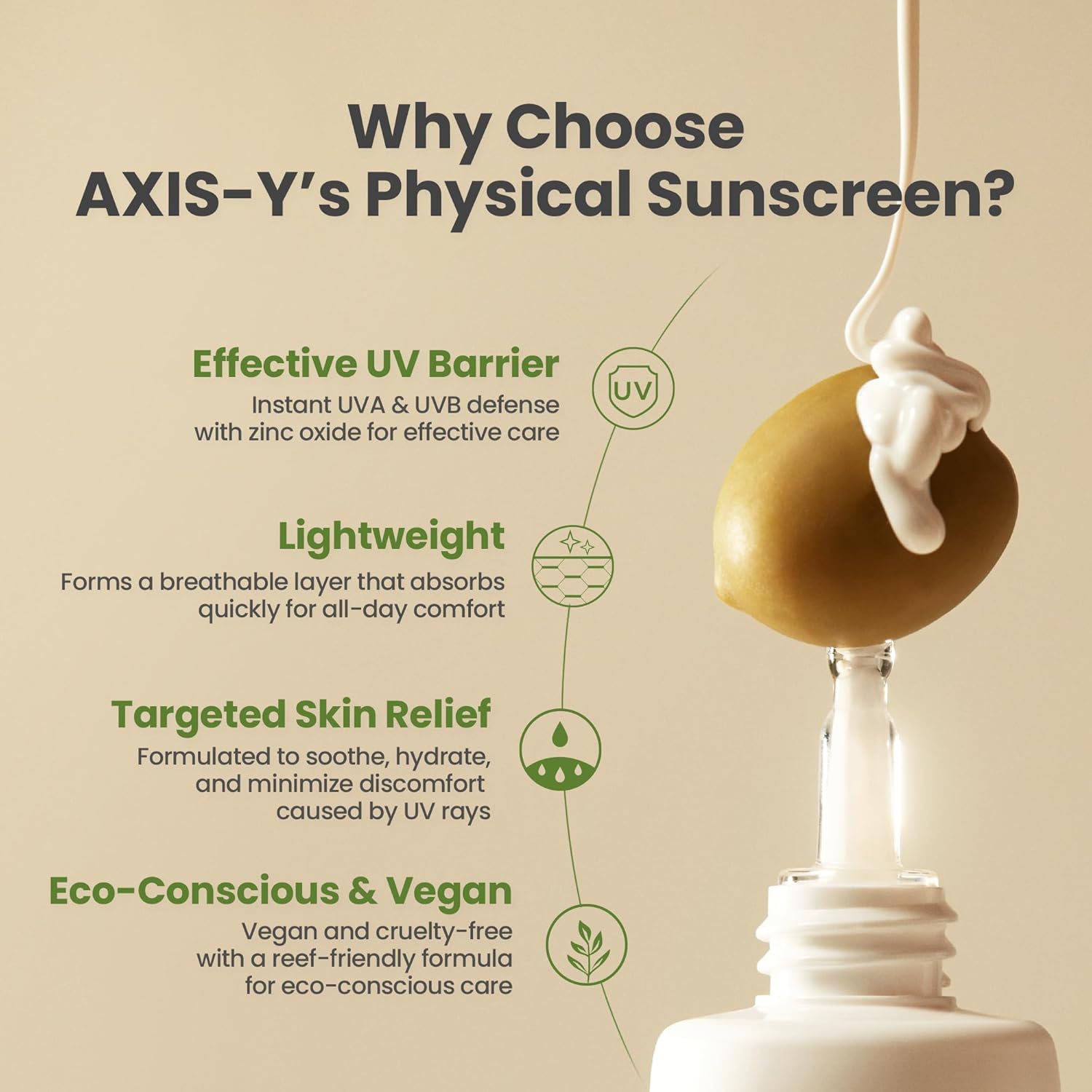 Axis-Y Complete No-Stress Physical Sunscreen V3 - Spf 50 Mineral Sunscreen With 2% Niacinamide, Zinc Oxide Sunblock For Broad Spectrum Sun Care - Vegan Korean Skin Care -1.69 Fl. Oz. : Beauty & Personal Care