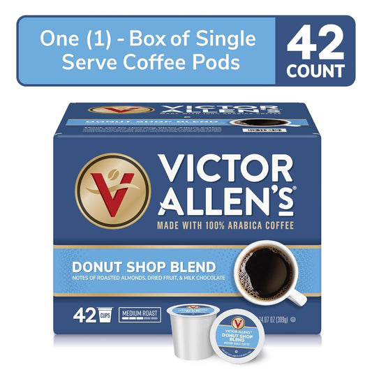 Victor Allen'S Coffee Donut Shop Blend, Medium Roast, 42 Count, Single Serve Coffee Pods For Keurig K-Cup Brewers