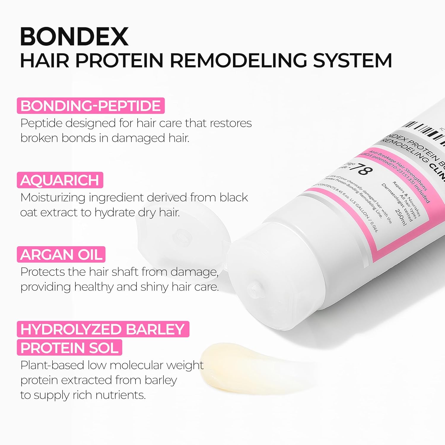 Bondex Protein Bonding Remodeling Conditioner With Argan Oil | Hair Clinic For Shiny Hair | Strengthening Keratin & Peptides Bonder | Repair & Restore Strength Of Dry, Damaged Hair