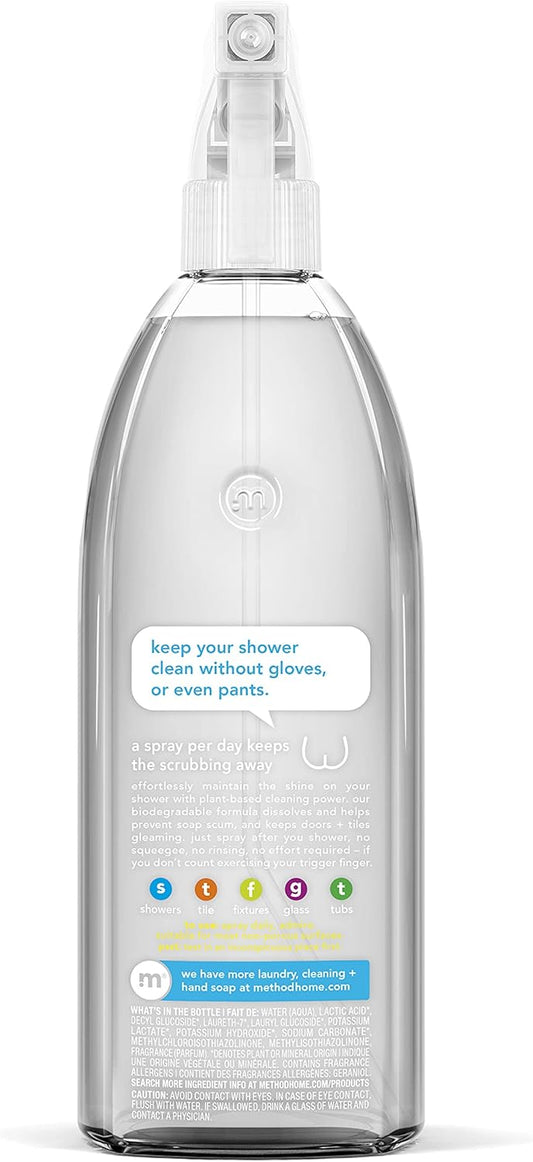 Method Daily Shower Cleaner Spray; Plant-Based & Biodegradable Formula; Spray And Walk Away - No Scrubbing Necessary; Ylang Ylang Scent; 28 Fl Oz (Pack Of 8); Packaging May Vary