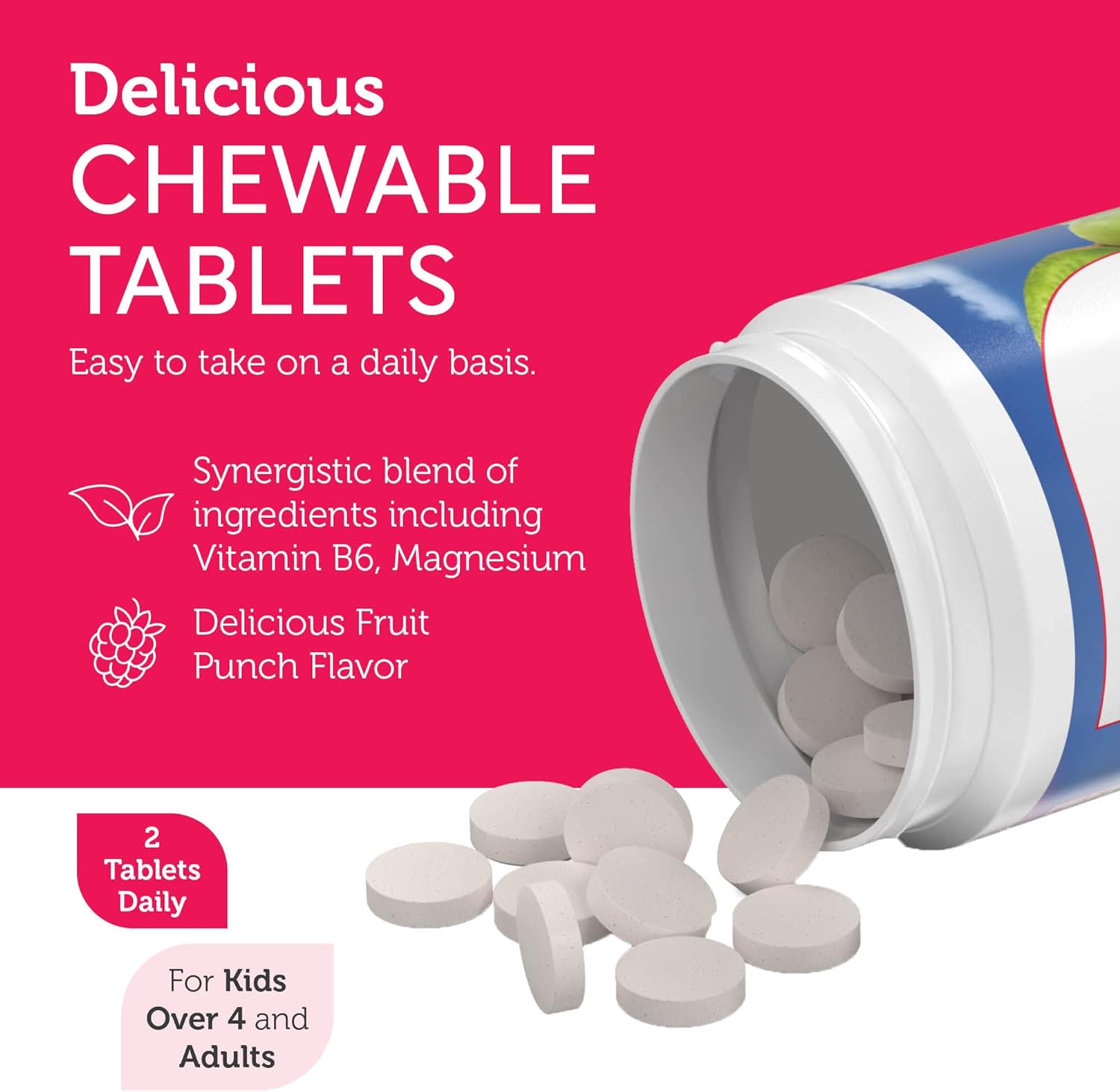 Zahler ChildCalm, Kosher Fruit Punch Chewable Magnesium for Kids - Natural Calm, Mood Support, and Relaxation - Calming Kids Magnesium Supplement Childrens Magnesium, 60 Tablets : Health & Household