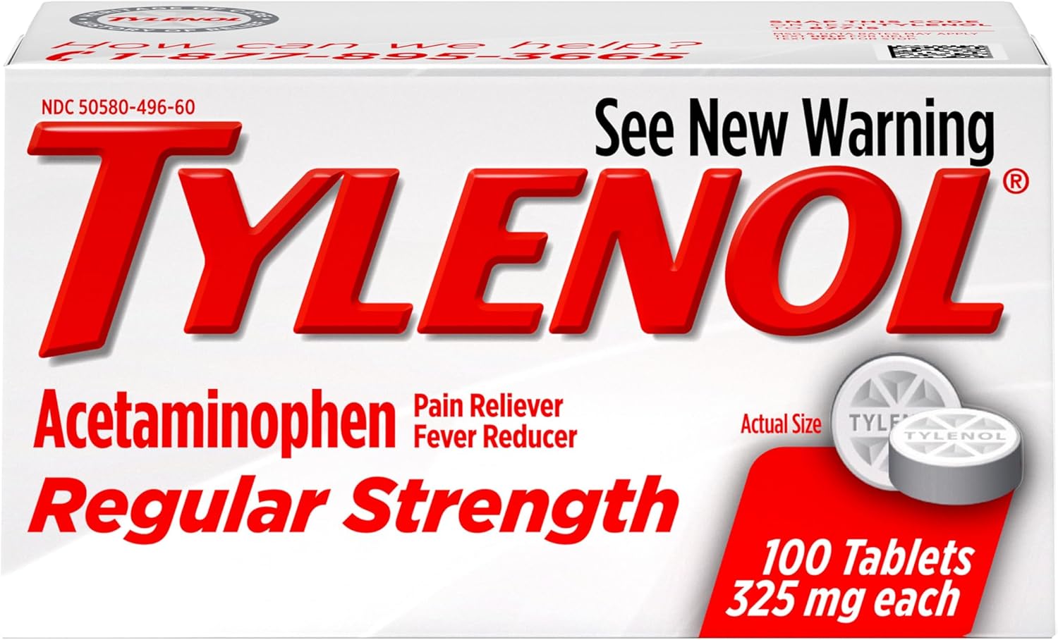 Tylenol Regular Strength Tablets, Acetaminophen Pain Reliever & Fever Reducer, 100 ct : Everything Else