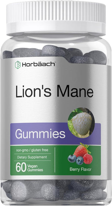 Horbäach Lion'S Mane Supplement | 60 Vegan Gummies For Adults | Non-Gmo And Gluten Free