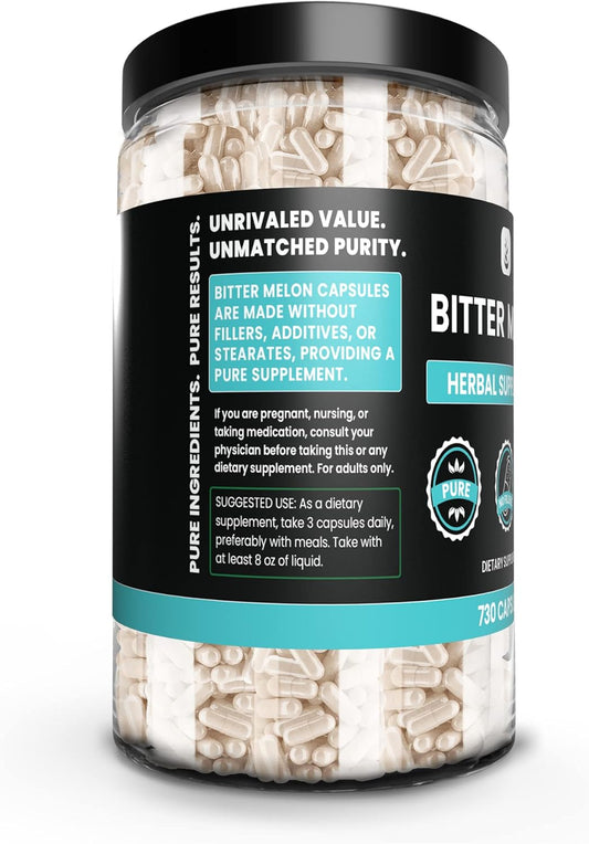 Pure Original Ingredients Bitter Melon Extract (730 Capsules) No Magnesium Or Rice Fillers, Always Pure, Lab Verified