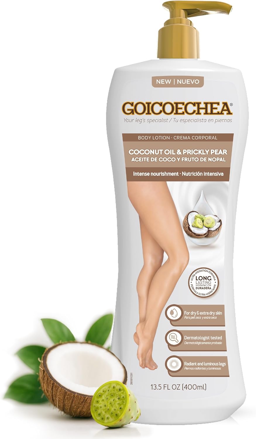 Goicoechea Intense Nourishment Body Lotion With Coconut Oil & Prickly Pear, Body Lotion For Women, Lotion For Extremely Dry Skin, Body Cream, Moisturizer For Dry Skin, Restful Legs, 13.5 Fl Oz