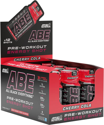 Applied Nutrition Abe Pre Workout Shot - All Black Everything Pre Workout Energy Shots, Physical Performance With Citrulline, Beta Alanine, Caffeine (Box 12 Units X 60Ml) (Cherry Cola)